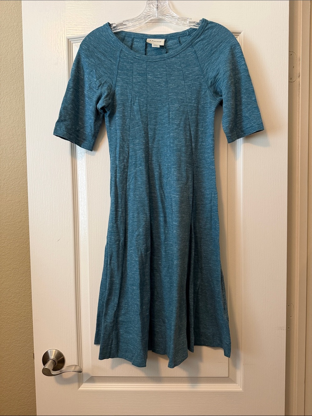 Anthropologie Ganni brand Teal Short Sleeve Fit-and-Flare Dress